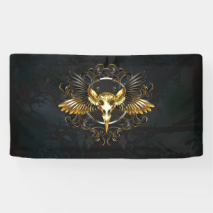 Goldener Vogelschädel auf schwarzem Hintergrund Banner