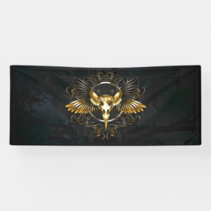 Goldener Vogelschädel auf schwarzem Hintergrund Banner