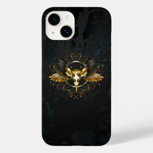 Goldener Vogelschädel auf schwarzem Hintergrund Case-Mate iPhone 14 Hülle