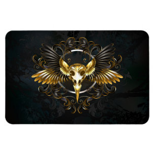 Goldener Vogelschädel auf schwarzem Hintergrund Magnet