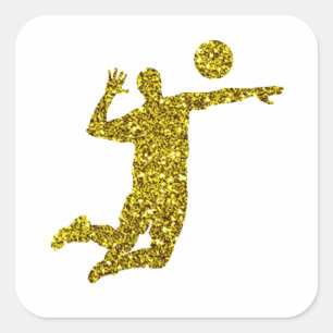 Goldener Volleyball-Aufkleber Quadratischer Aufkleber