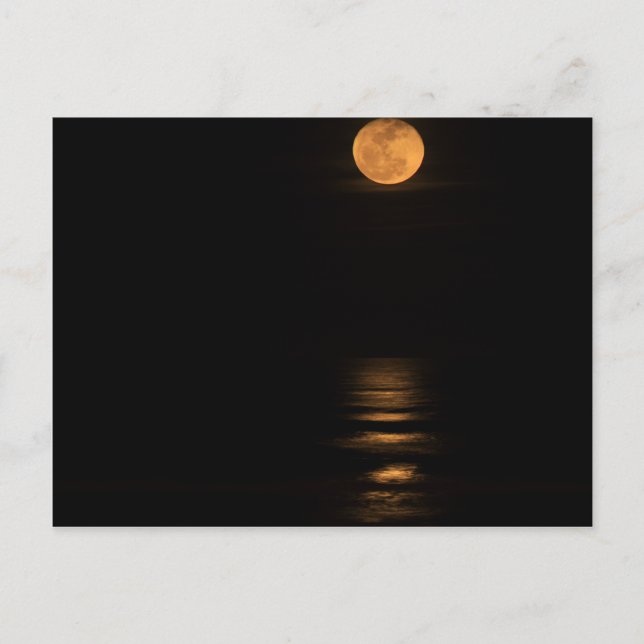 goldener Vollmond über dem Ozean Postkarte (Vorderseite)