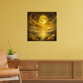 Goldener Vollmond über dem verzauberten See — Fant Poster