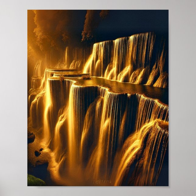 Goldener Wasserfall Abstrakt MASI - Museo d'arte d Poster (Vorne)