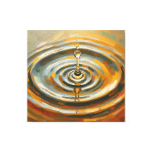 Goldener Wassertropfen mit Wellen – Abstrakte Kuns