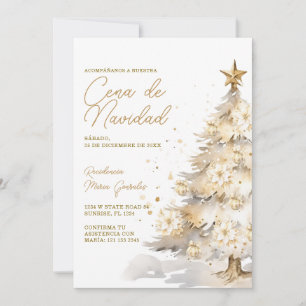 Goldener Weihnachtsbaum Cena De Navidad Abendessen Einladung