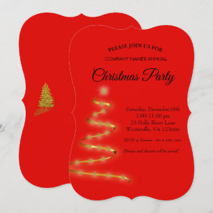 Goldener Weihnachtsbaum - Einladung