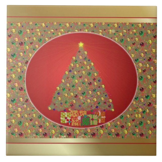 Goldener Weihnachtsbaum Fliese (Vorderseite)