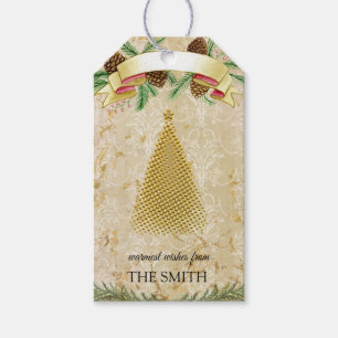 Goldener Weihnachtsbaum, Frohe Weihnachtsgeschenke Geschenkanhänger