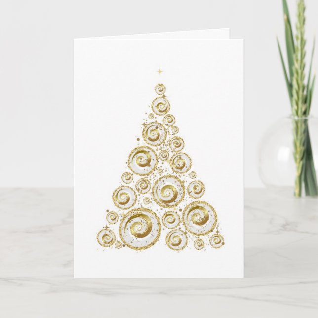 Goldener Weihnachtsbaum , Glamour Karte (Vorderseite)