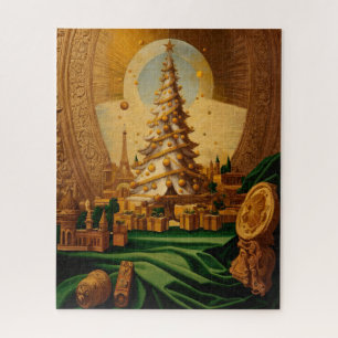 Goldener Weihnachtsbaum mit Eiffelturm