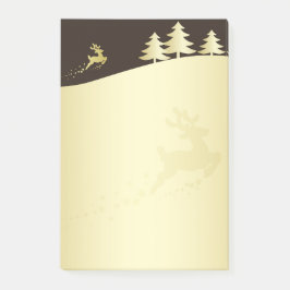 Goldener Weihnachtsbaum mit Rentier Post-it Klebezettel
