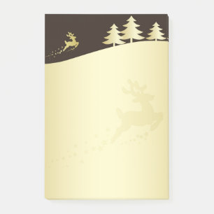 Goldener Weihnachtsbaum mit Rentier Post-it Klebezettel