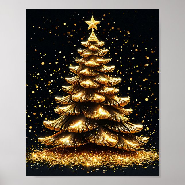 Goldener Weihnachtsbaum Poster (Vorne)