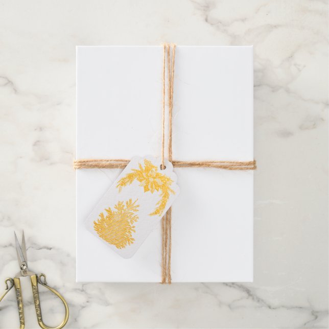 Goldener Weihnachtsbaum und Kranz Geschenkanhänger (Mit Schnur)