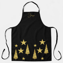 Goldener Weihnachtsbaum und Mit Monogramm Sterne Schürze