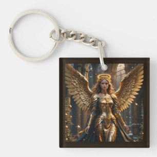 Goldener Weihnachtsgel mit Flügeln Akronylic Schlü Schlüsselanhänger