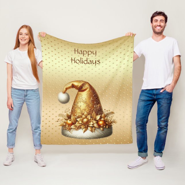 Goldener Weihnachtsmann-Hut Feierabend-Fleece-Deck Fleecedecke (Beispiel)