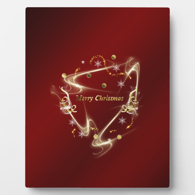 Goldener Weihnachtstext in Rot Fotoplatte (Vorderseite)