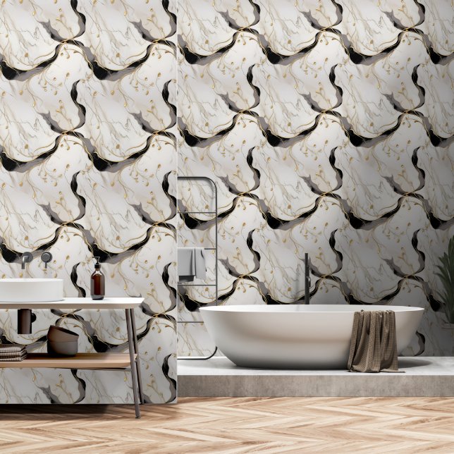 Goldener weißer Marmor Tapete (Badezimmer)