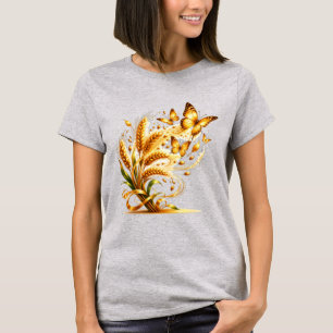 Goldener Weizen verwandelt sich in Schmetterlinge T-Shirt