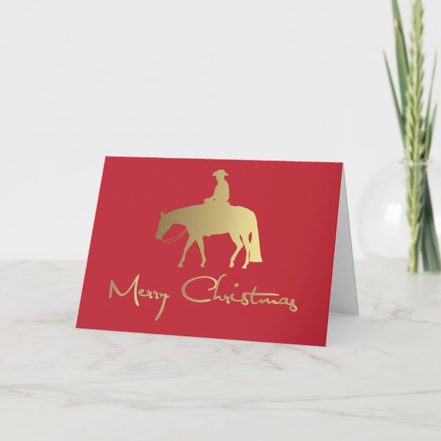 Goldener Western Vergnügen Pferd Weihnachten (Vorderseite)