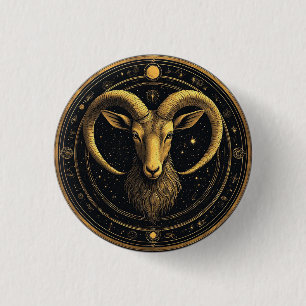 Goldener Widder-Zodiakschild Button