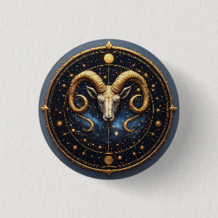 Goldener Widder-Zodiakschild Button