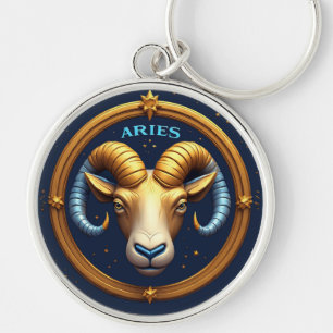 Goldener Widder-Zodiakschild Schlüsselanhänger