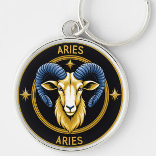 Goldener Widder-Zodiakschild Schlüsselanhänger