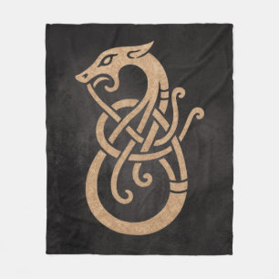 Goldener Wikinger-Schlangenknoten-Symbol Fleecedecke