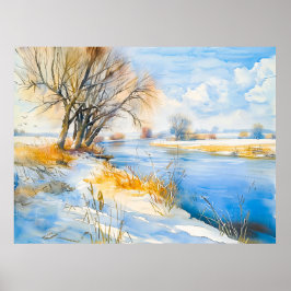 Goldener Winter am Fluss Havelland Poster