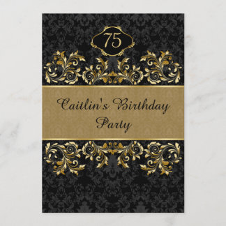 Goldener Wirbel, schwarzer Damast 75. Einladung