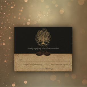 Goldener Wirbelbaum Gold & Schwarze Metallische Ho RSVP Karte