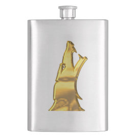 Goldener Wolf Kopf Edelstahlkolben Flachmann