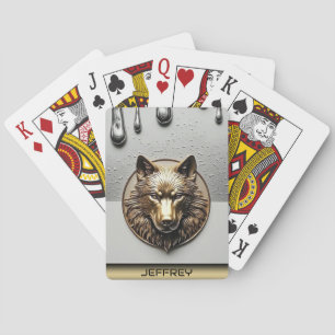 Goldener Wolf mit individuellem Namen 🐺 Spielkarten
