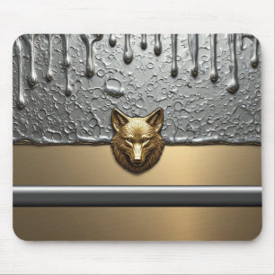 Goldener Wolf Relief Mit Metall-Tropfeneffekt 🐺 Mousepad
