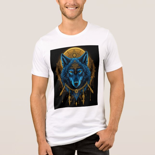 Goldener Wolf Tri-Blend Shirt (Vorderseite)