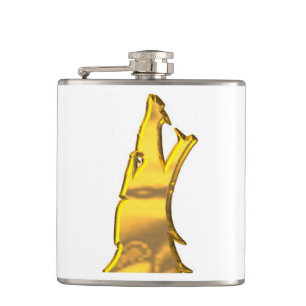Goldener Wolf Weißumhüllter Kolben Flachmann