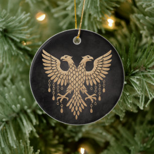 Goldener Zwilling Rabe Nordische Mythologie Schwar Keramik Ornament
