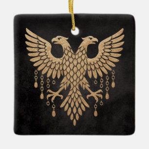 Goldener Zwilling Rabe Nordische Mythologie Schwar Keramikornament