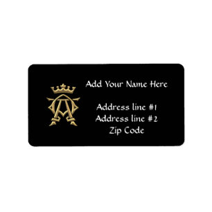 Goldenes "3-D" Alpha und Omegas w/Crown Symbol Adressaufkleber