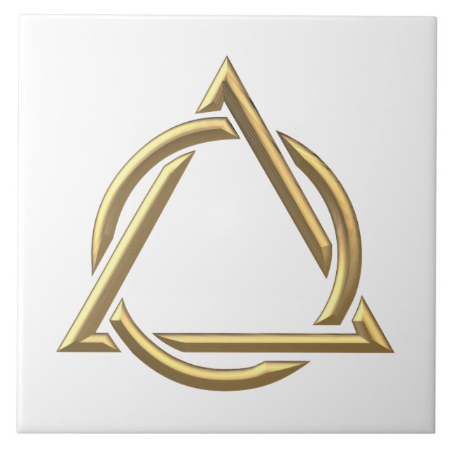Goldenes "3-D" Dreifaltigkeit-Symbol Fliese (Vorderseite)