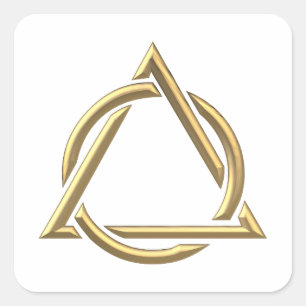 Goldenes "3-D" Dreifaltigkeit-Symbol Quadratischer Aufkleber