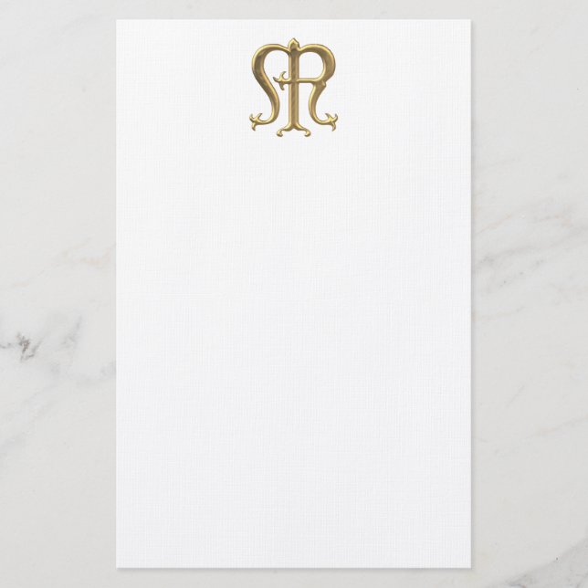 Goldenes "3-D" Jungfrau-Mary-Symbol Briefpapier (Vorderseite)