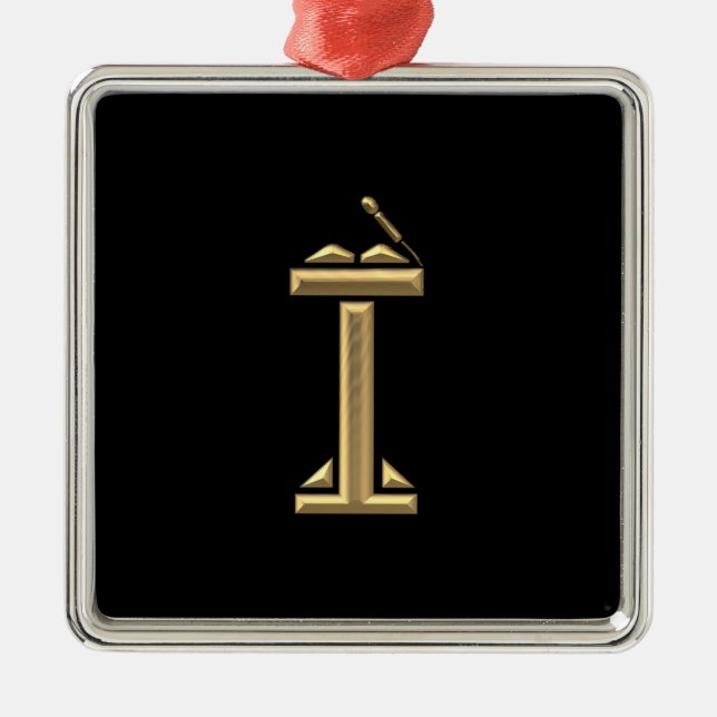 Goldenes "3-D" Lesepult Silbernes Ornament (Vorne)