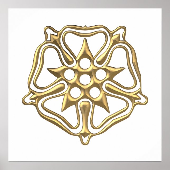 Goldenes 3-D-Rose-Symbol Poster (Vorne)