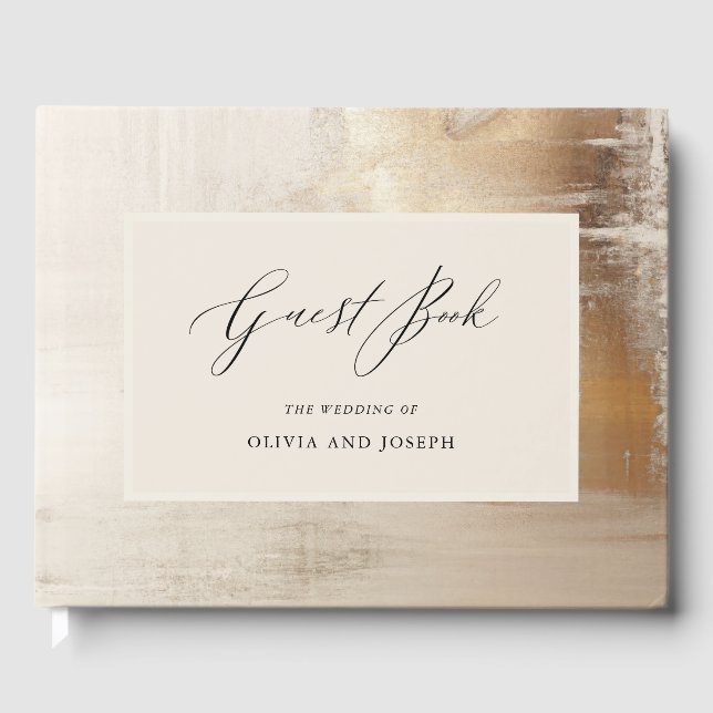 Goldenes Abstrakt | Elegante Hochzeit Gästebuch (Vorderseite)