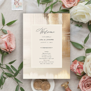Goldenes Abstrakt Elegante Hochzeit Programm