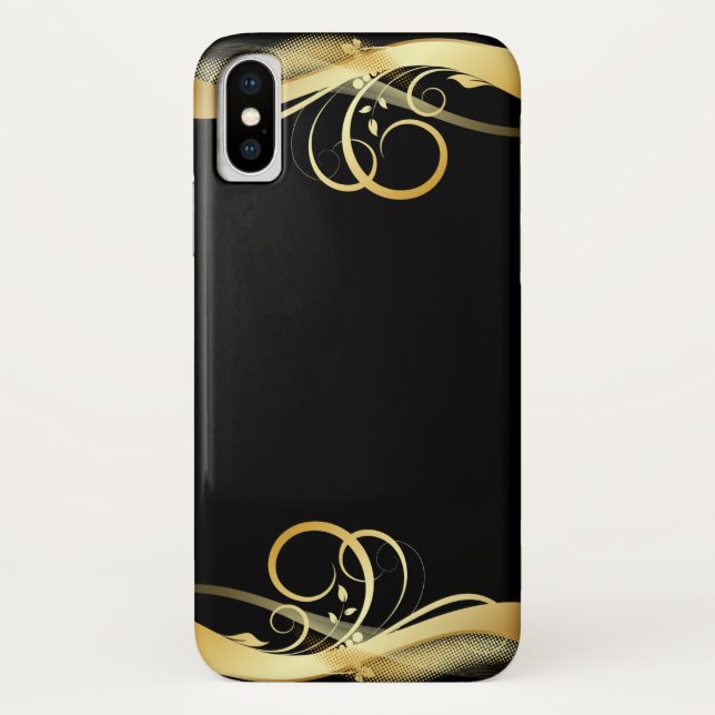 goldenes abstraktes Design auf schwarz Case-Mate iPhone Hülle (Rückseite)